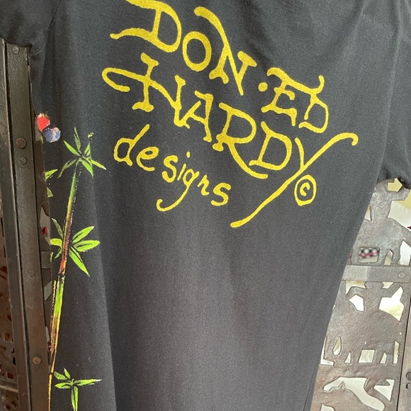 🦜🌴🦋💛Ed Hardy by Christian Audigier long tee🖤 - Picture 3 of 8